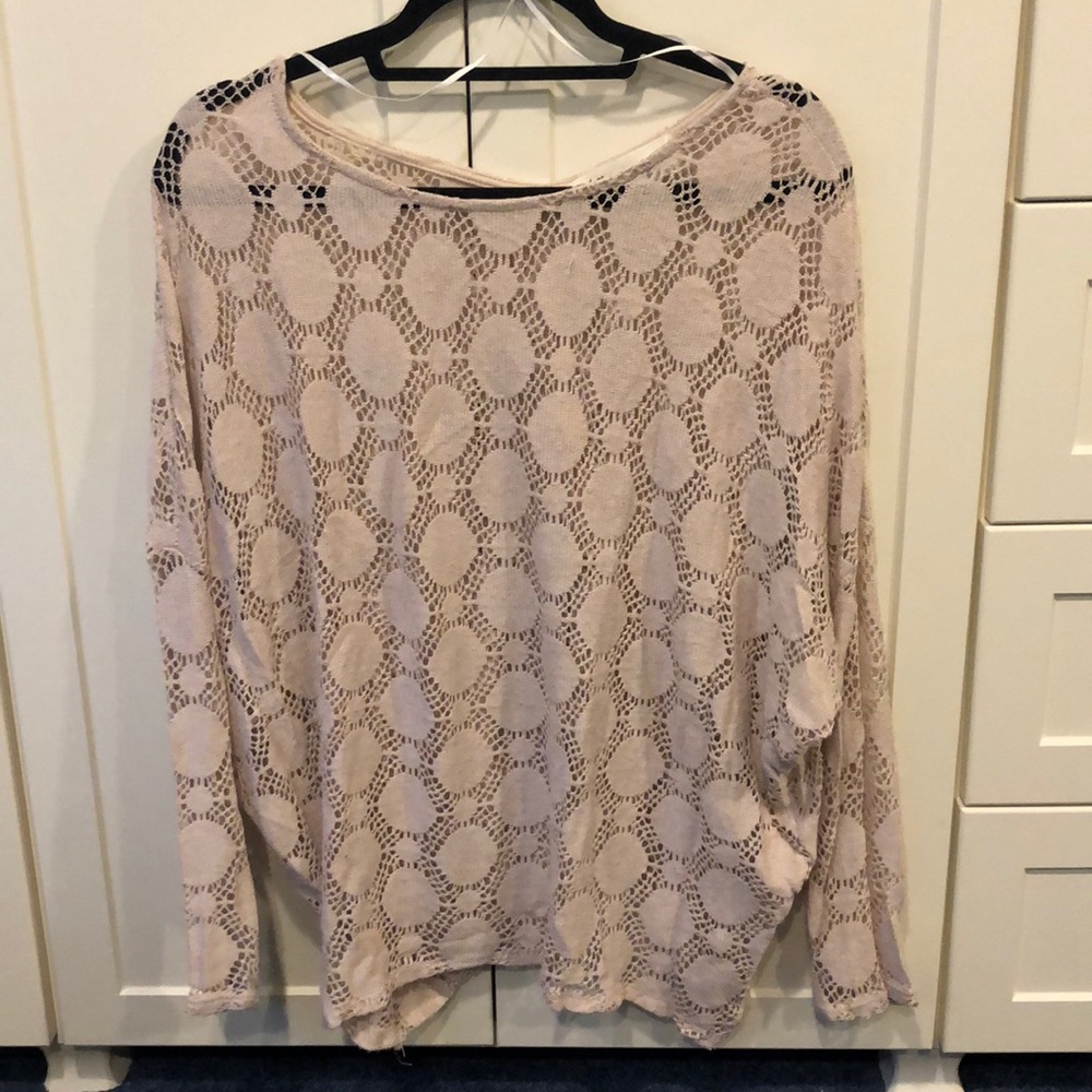Tan crotchet sweater with buttons